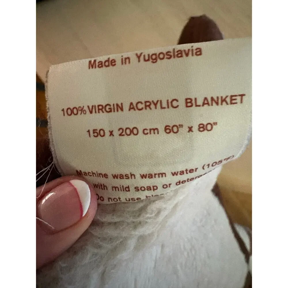 VTG VUTEKS VUKOVAR Crown Crafts Teddy Bears Argyle Acrylic Blanket 60 x 80